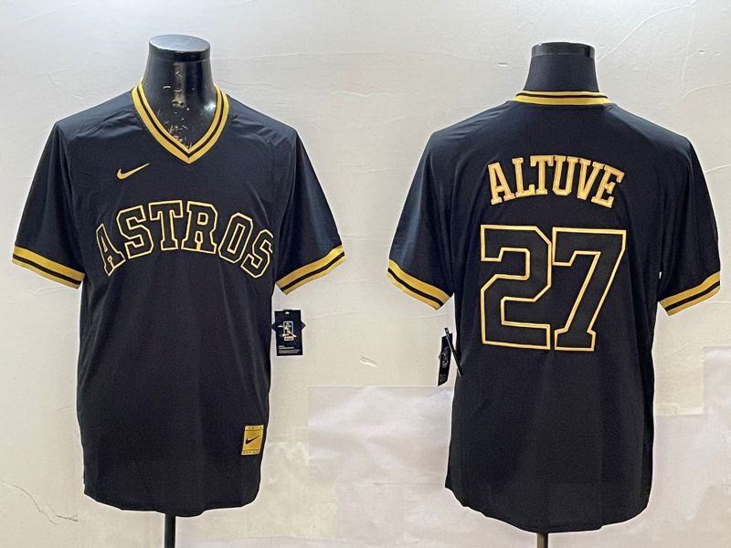 Men Houston Astros #27 Altuve Black Gold Game 2025 Nike MLB Jersey style 1